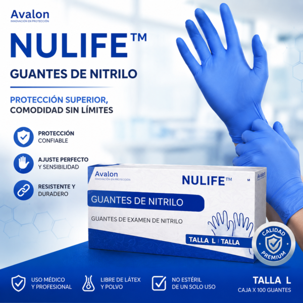 Guantes de Nitrilo Avalon Nulife Registro INVIMA AVAN321