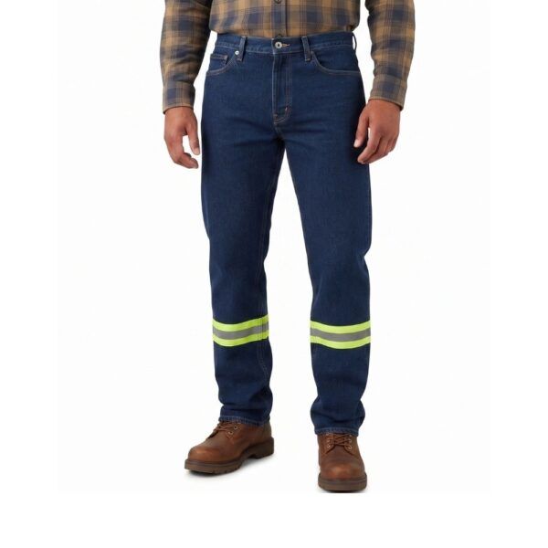 Jean de Trabajo 13 Oz Reflectivo Verde Gris Raypro JEA-005